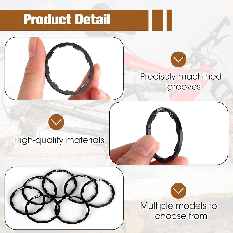 OMASUNB 7PC Bike Hub Spacer Washer Set for MTB & Road Bikes, 7-11S Bicycle Cassette Spacer, Aluminum MTB Flywheel Cassette Spacer with Various Sizes (1/1.5/2/1.85/2.18/2.35mm) - Image 3